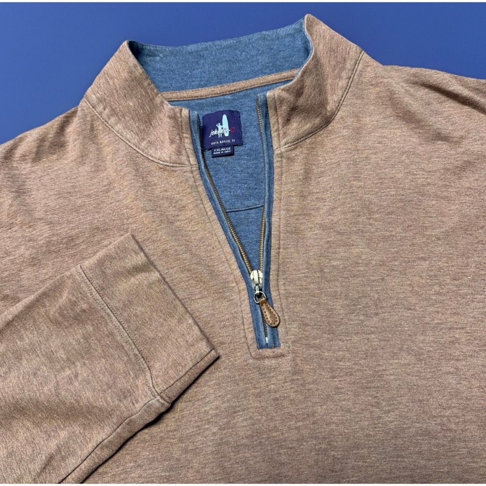 Johnnie-O Quarter Zip Mens Sully‎ Pullover Brown Soft Wrinkle-Resistant Size 2XL